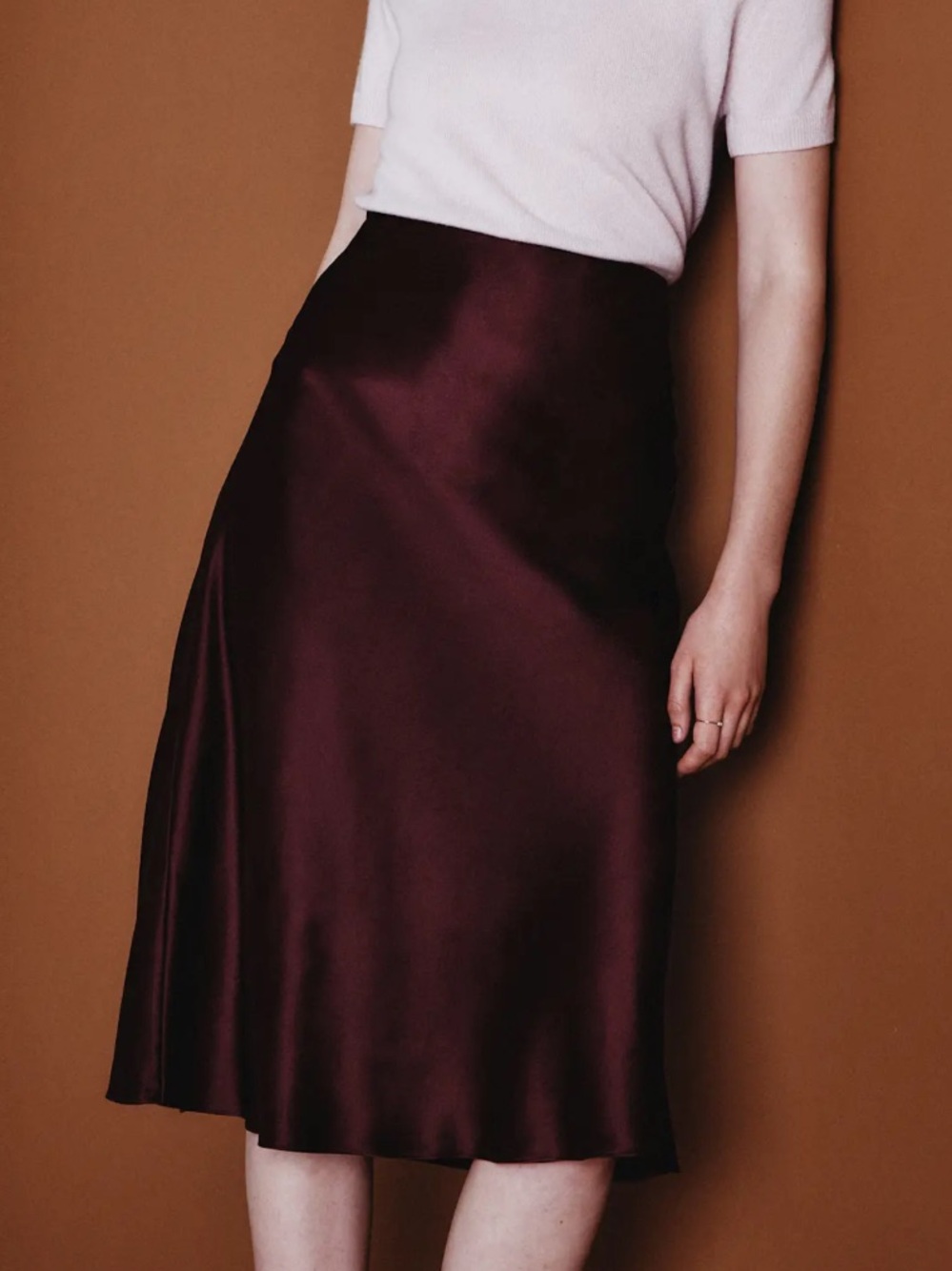Quince Womens Washable Silk Midi Skirt XS Wine tasting